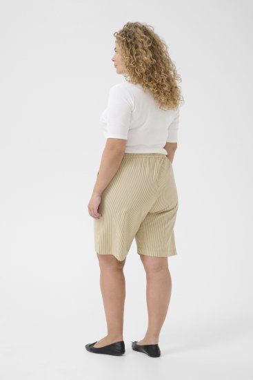 Kaffe Curve Nana Calções às riscas Chincilla/Branco às riscas - Jeans & Calças Femininas em Tamanhos Grandes – Plus Size - 