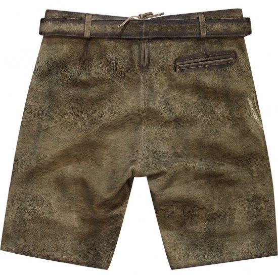 JP1880 Shorts Goat Suede with Belt Buckle Traditional Moss Green - Roupa de festa - Roupa de festa – Para celebrar com estilo e conforto