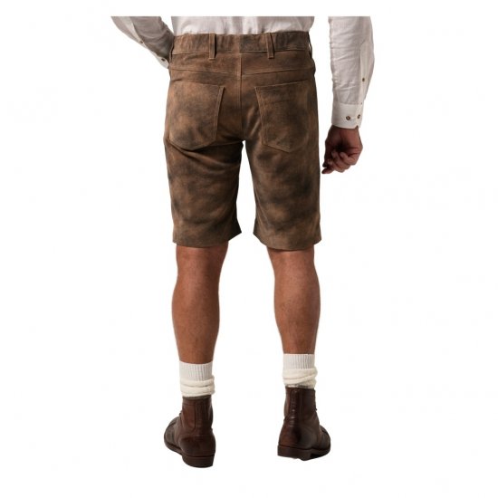 JP1880 Shorts Leather Traditional Cowhide Brown - Calções - Calções Homem Tamanhos Grandes