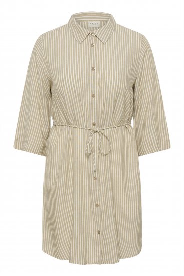 Kaffe Curve Milla Short Shirt Dress Chinchilla/Chalk Stripe - Vestidos mini - 
