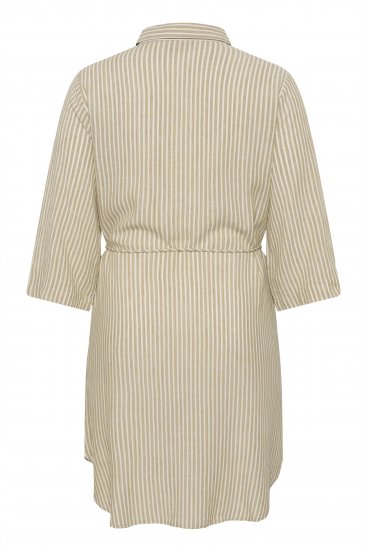 Kaffe Curve Milla Short Shirt Dress Chinchilla/Chalk Stripe - Vestidos mini - 