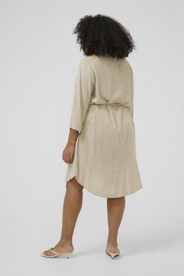 Kaffe Curve Milla Short Shirt Dress Chinchilla/Chalk Stripe - Vestidos mini - 