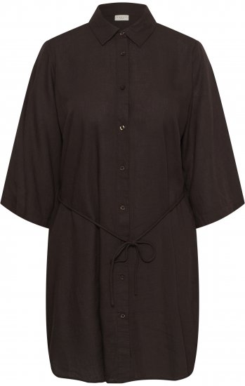 Kaffe Curve Mille Short Shirt Dress Black Coffee Brown - Vestidos mini - 