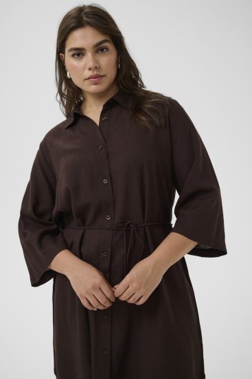 Kaffe Curve Mille Short Shirt Dress Black Coffee Brown - Vestidos mini - 