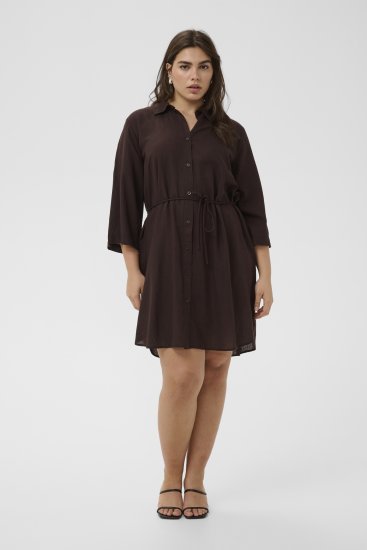 Kaffe Curve Mille Short Shirt Dress Black Coffee Brown - Vestidos mini - 