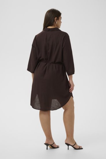 Kaffe Curve Mille Short Shirt Dress Black Coffee Brown - Vestidos mini - 