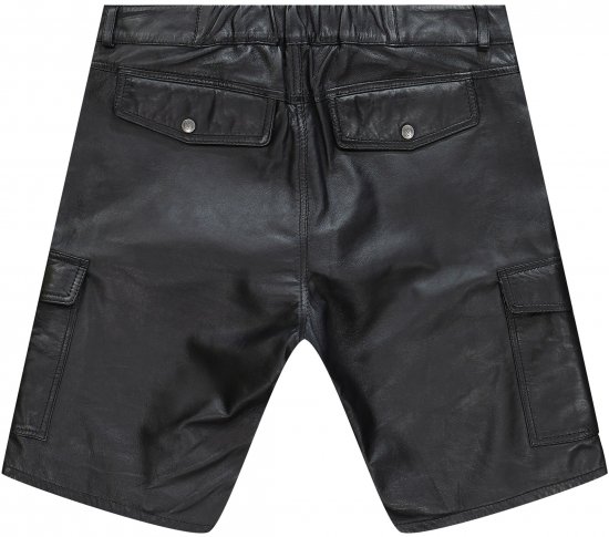 JP1880 Leather Shorts Cargo Pockets Lamb Nappa Leather Black - Calções - Calções Homem Tamanhos Grandes