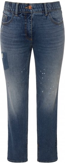 Ulla Popken Distressed Stretch Fit Sarah Jeans Blue Denim - Jeans & Calças Femininas em Tamanhos Grandes – Plus Size - 