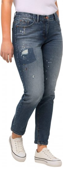 Ulla Popken Distressed Stretch Fit Sarah Jeans Blue Denim - Jeans & Calças Femininas em Tamanhos Grandes – Plus Size - 