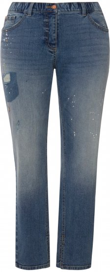 Ulla Popken Distressed Stretch Fit Boyfriend Jeans Blue Denim - Jeans & Calças Femininas em Tamanhos Grandes – Plus Size - 