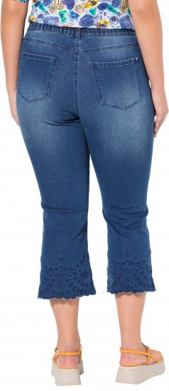 Ulla Popken Cropped Flared Eyelet Jeans Denim Blue - Jeans & Calças Femininas em Tamanhos Grandes – Plus Size - 