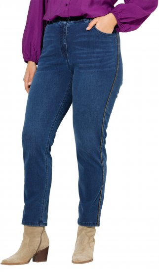 Ulla Popken Rhinestone Seam Stretch Fit Jeans Blue Denim - Jeans & Calças Femininas em Tamanhos Grandes – Plus Size - 