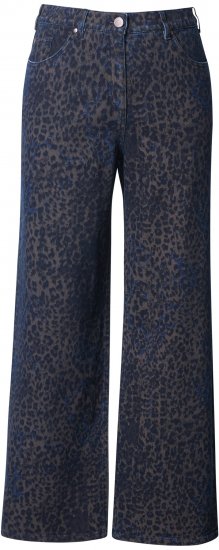 Ulla Popken Leopard Print Stretch Fit Jeans Ink Blue - Jeans & Calças Femininas em Tamanhos Grandes – Plus Size - 