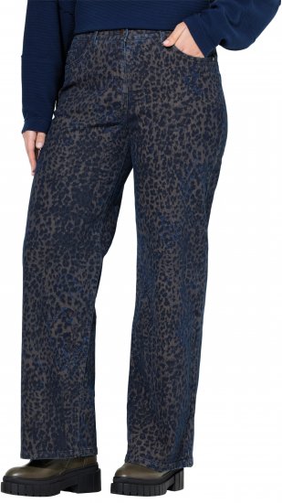 Ulla Popken Leopard Print Stretch Fit Jeans Ink Blue - Jeans & Calças Femininas em Tamanhos Grandes – Plus Size - 