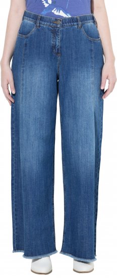 Ulla Popken Extra Wide Leg Stretch Fit Jeans Denim Blue - Jeans & Calças Femininas em Tamanhos Grandes – Plus Size - 