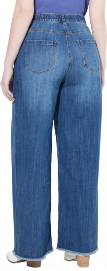 Ulla Popken Extra Wide Leg Stretch Fit Jeans Denim Blue - Jeans & Calças Femininas em Tamanhos Grandes – Plus Size - 