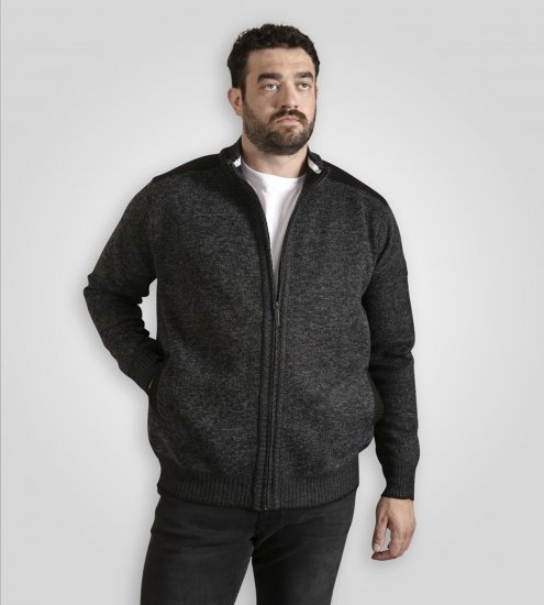 D555 Dereham 2 Knitted Sweater with Zipper Charcoal Marl - Sweatshirts & hoodies - Sweatshirt & Camisolas com Capuz tamanhos grandes