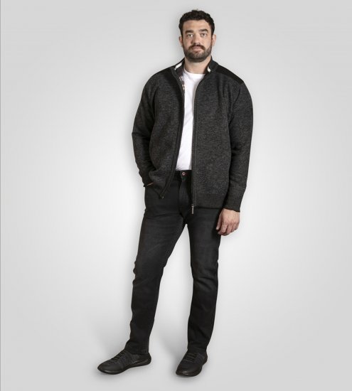 D555 Dereham 2 Knitted Sweater with Zipper Charcoal Marl - Sweatshirts & hoodies - Sweatshirt & Camisolas com Capuz tamanhos grandes