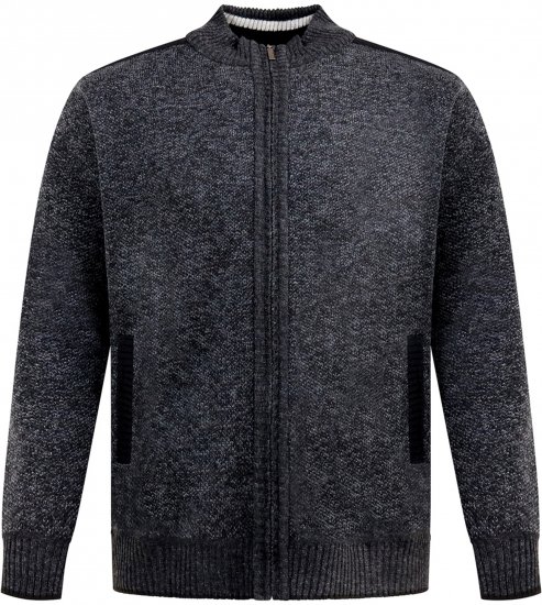 D555 Dereham 2 Knitted Sweater with Zipper Charcoal Marl - Sweatshirts & hoodies - Sweatshirt & Camisolas com Capuz tamanhos grandes
