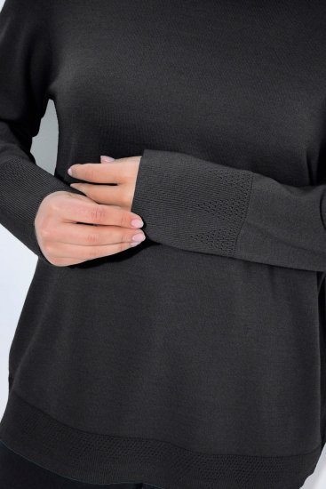 Ulla Popken Long Sleeves Mock Turtleneck Sweater Charcoal Grey Melange - Sweatshirts & hoodies - Sweatshirts, Hoodies e Malhas Aconchegantes