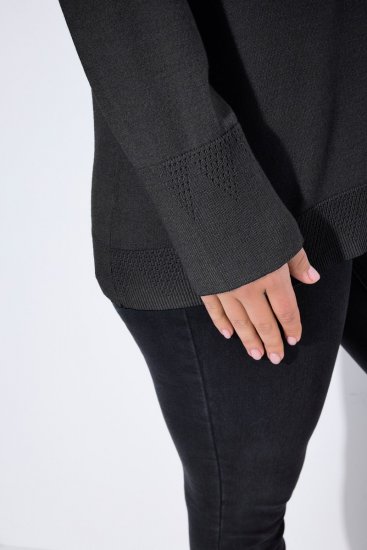 Ulla Popken Long Sleeves Mock Turtleneck Sweater Charcoal Grey Melange - Sweatshirts & hoodies - Sweatshirts, Hoodies e Malhas Aconchegantes
