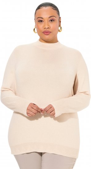 Ulla Popken Long Sleeves Mock Turtleneck Sweater Nature Melange - Sweatshirts & hoodies - 