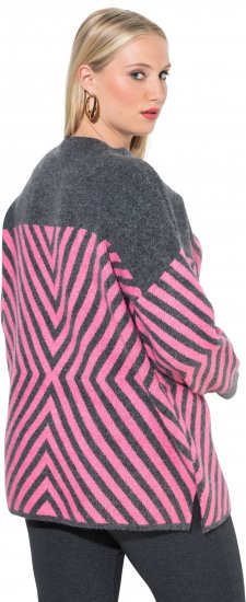 Ulla Popken Graphic Stripe Long Sleeve Turtleneck Sweater Flamingo - Sweatshirts & hoodies - 