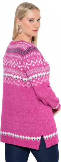 Ulla Popken Norwegian Style Pastel Tone Long Sleeve Sweater Summer Berry - Sweatshirts & hoodies - 