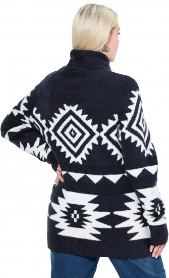 Ulla Popken Aztec-Inspired Long Sleeve Turtleneck Sweater Navy - Sweatshirts & hoodies - 