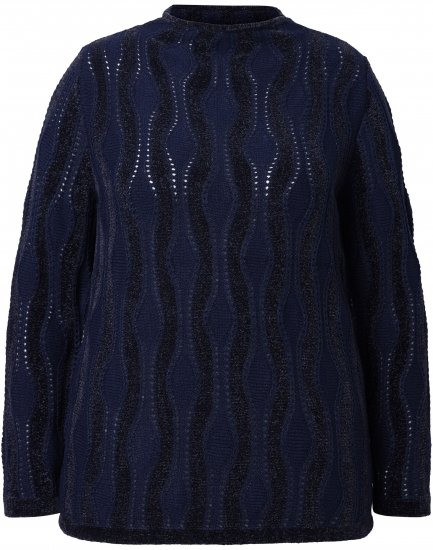 Ulla Popken Openwork Chenille Sweater Navy - Sweatshirts & hoodies - 