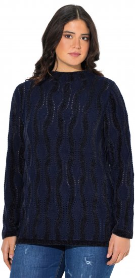 Ulla Popken Openwork Chenille Sweater Navy - Sweatshirts & hoodies - 