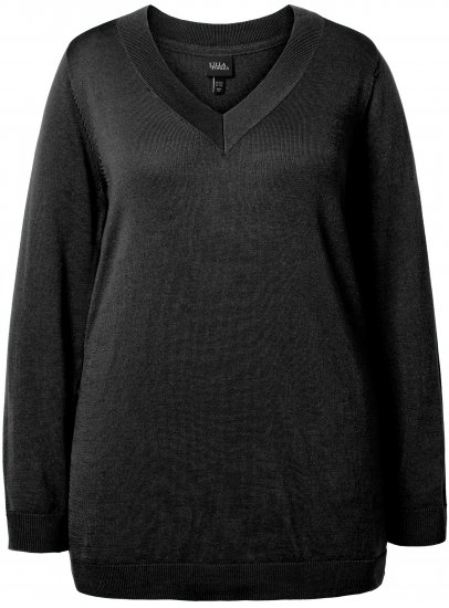 Ulla Popken Casual V-Neck Long Sleeve Sweater Black - Sweatshirts & hoodies - 