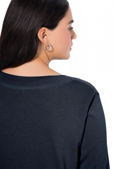Ulla Popken Soft Fine Knit Pullover V-Neck Sweatshirt Marine - Sweatshirts & hoodies - Sweatshirts, Hoodies e Malhas Aconchegantes