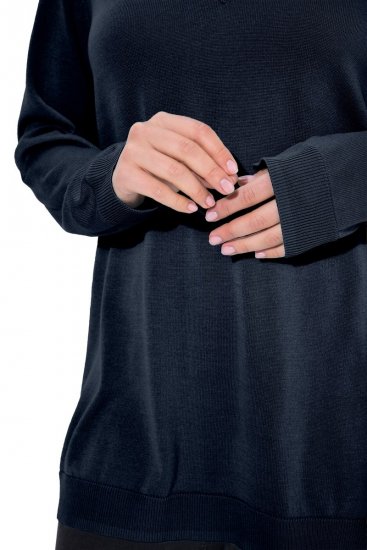 Ulla Popken Soft Fine Knit Pullover V-Neck Sweatshirt Marine - Sweatshirts & hoodies - Sweatshirts, Hoodies e Malhas Aconchegantes