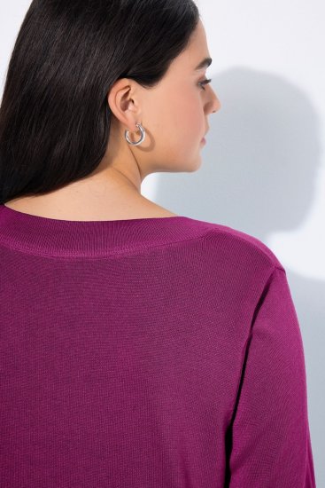 Ulla Popken Soft Fine Knit Pullover V-Neck Sweatshirt Dark Lilac - Sweatshirts & hoodies - Sweatshirts, Hoodies e Malhas Aconchegantes