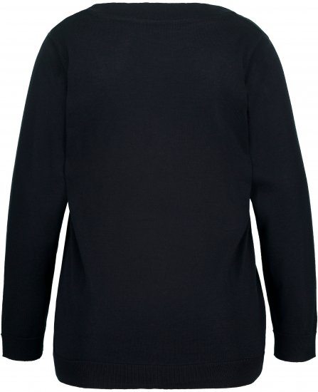 Ulla Popken Casual V-Neck Long Sleeve Sweater Navy Blue - Sweatshirts & hoodies - 