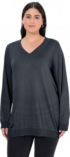 Ulla Popken Casual V-Neck Long Sleeve Sweater Navy Blue - Sweatshirts & hoodies - 