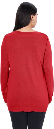 Ulla Popken Casual V-Neck Long Sleeve Sweater Salsa - Sweatshirts & hoodies - 