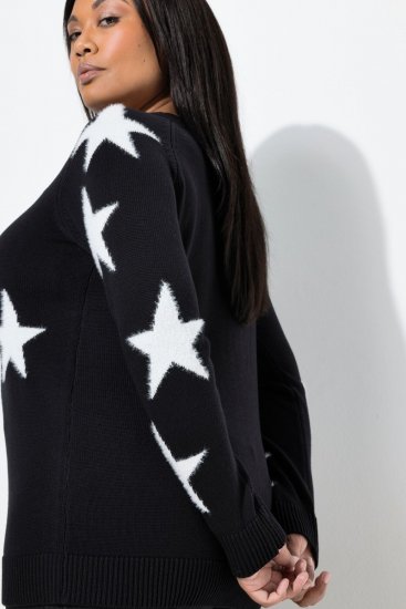 Ulla Popken Glitter Stars Soft Knit Sweater Black - Sweatshirts & hoodies - Sweatshirts, Hoodies e Malhas Aconchegantes