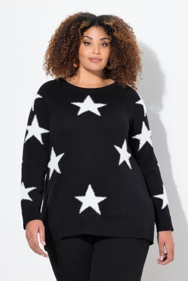 Ulla Popken Glitter Stars Soft Knit Sweater Black - Sweatshirts & hoodies - Sweatshirts, Hoodies e Malhas Aconchegantes