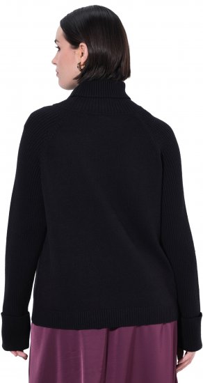 Ulla Popken Turtleneck Sweater with Ribbed Inserts Black - Sweatshirts & hoodies - 