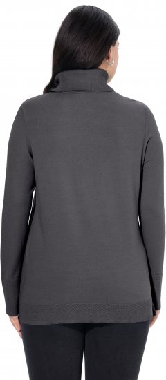 Ulla Popken Turtleneck Ribbed Trim Long Sleeve Sweater Charcoal Grey Melange - Sweatshirts & hoodies - 