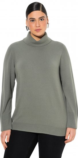 Ulla Popken Turtleneck Ribbed Trim Long Sleeve Sweater Grey - Sweatshirts & hoodies - 