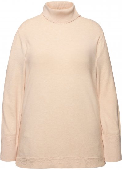 Ulla Popken Turtleneck Ribbed Trim Long Sleeve Sweater Nature Melange - Sweatshirts & hoodies - 