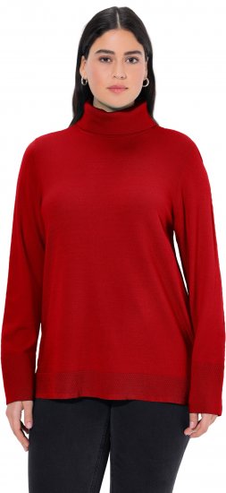 Ulla Popken Turtleneck Ribbed Trim Long Sleeve Sweater Salsa Red - Sweatshirts & hoodies - 