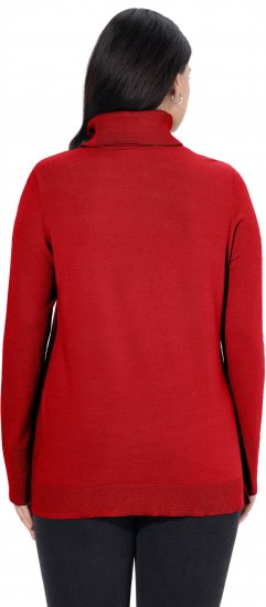 Ulla Popken Turtleneck Ribbed Trim Long Sleeve Sweater Salsa Red - Sweatshirts & hoodies - 