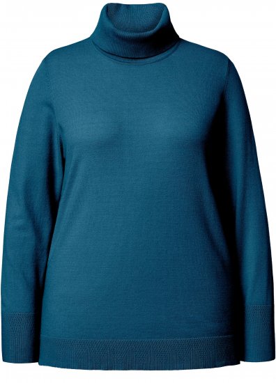 Ulla Popken Turtleneck Ribbed Trim Long Sleeve Sweater Cerulean - Sweatshirts & hoodies - 