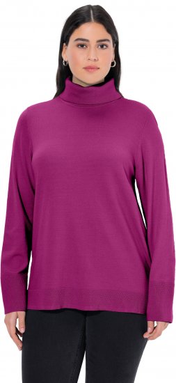 Ulla Popken Turtleneck Ribbed Trim Long Sleeve Sweater Berry - Sweatshirts & hoodies - 