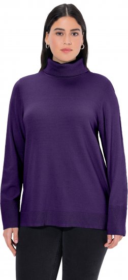 Ulla Popken Turtleneck Ribbed Trim Long Sleeve Sweater Deep Violet - Sweatshirts & hoodies - 