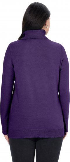 Ulla Popken Turtleneck Ribbed Trim Long Sleeve Sweater Deep Violet - Sweatshirts & hoodies - 